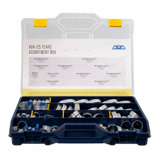 ABA koffert 125 slangeklemmer assortert